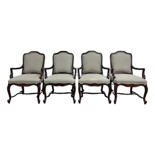Vintage Drexel Heritage Louis XV Style Dining Arm Chairs - Set of 4 For Sale