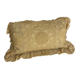 Antique French Lace Rectangle Pillow For Sale