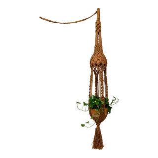 Grand Hanging Fiber Art Lamp / Jardiniere For Sale