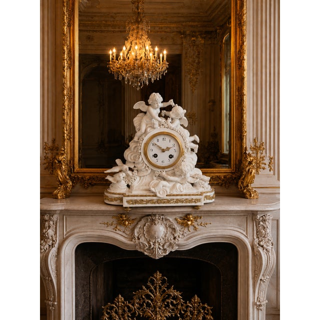 Mid 19th Century 1840s French Sevres White Biscuit Clock Set - 3 Pc For Sale - Image 5 of 18