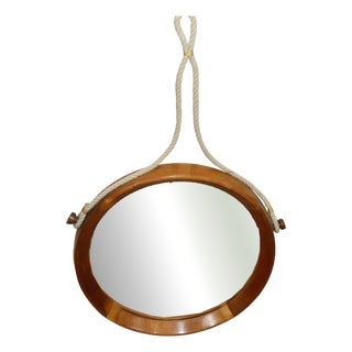 Mirror with Teak Frame and Cord Hanging, 1960s For Sale