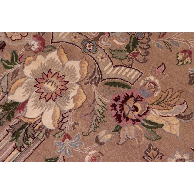 1990s Shabby Chic Pak-Persian Taupe/Green Wool Rug - 9'2'' X 12'1'' For Sale - Image 5 of 9