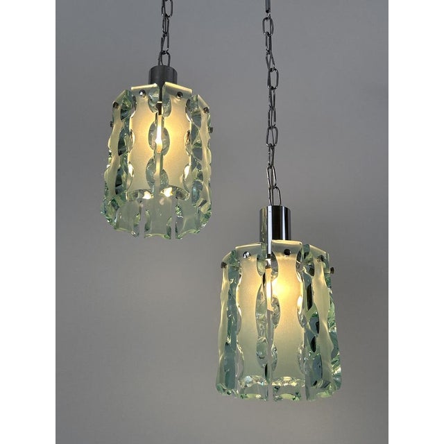 Silver Mid-Century Modern Pendant Lamps in Chrome and Glass from Zero Quattro, Italy, 1970s, Set of 2 For Sale - Image 8 of 18