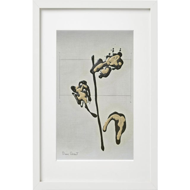 Set of 6 - One-of-a-Kind Dark Green & Cream Botanical Organic Modern Original Oil Paintings / Herbarium / Floral / Earth Tones For Sale - Image 11 of 17