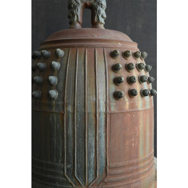 Antique Japanese Bronze Temple-Style Bell / Taisho-Showa / Hanging Bell, Patina For Sale - Image 12 of 18