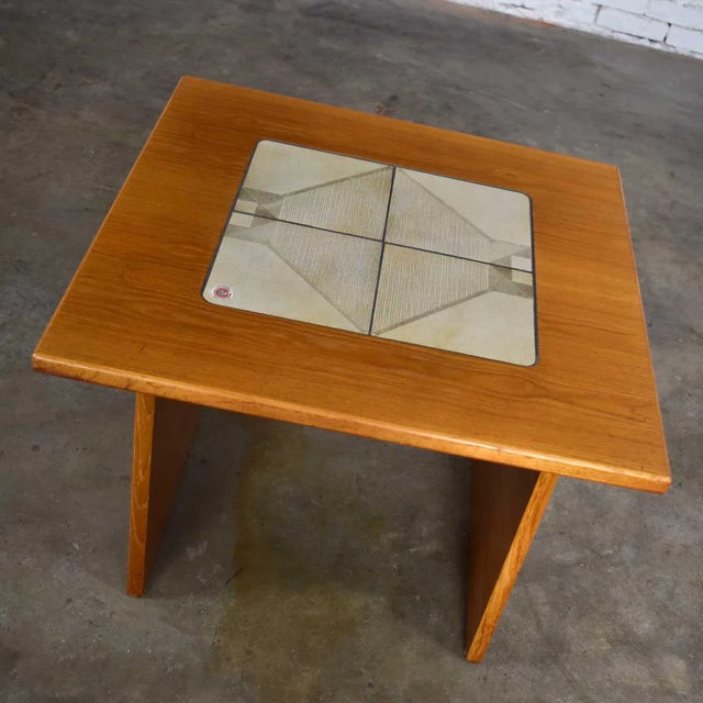 Brown MCM Scandinavian Modern Side or End Table Teak With Tile Insert by Gangso Mobler For Sale - Image 8 of 13