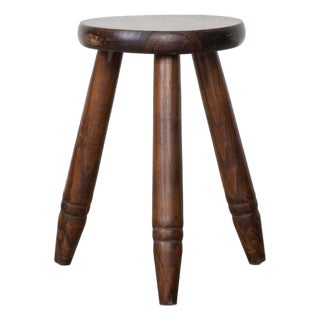 1950s French Wood Tripod Stool For Sale