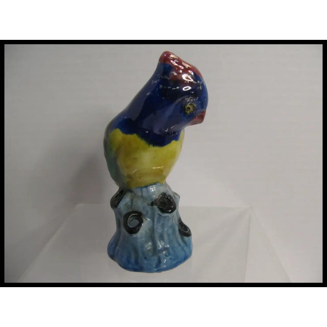 1930s 1930s Colorful Pottery Parrot Flower Frog Figural MCM Made in Japan For Sale - Image 5 of 9