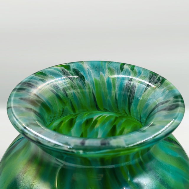 Green Vintage 1960s Murano Green Blown Glass Vase For Sale - Image 8 of 9