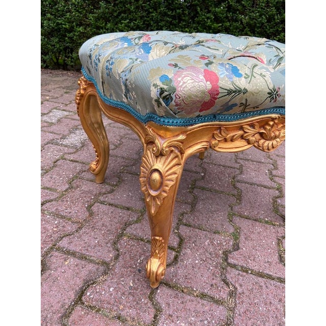 French 1970 European Artisan Louis XVI Gold Mint Beech Bench - 1 Pc For Sale - Image 3 of 6