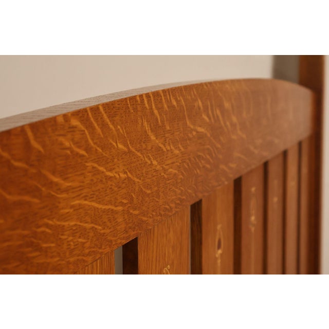 Stickley Mission Collection Harvey Ellis Inlaid Oak Queen Bed For Sale - Image 11 of 18