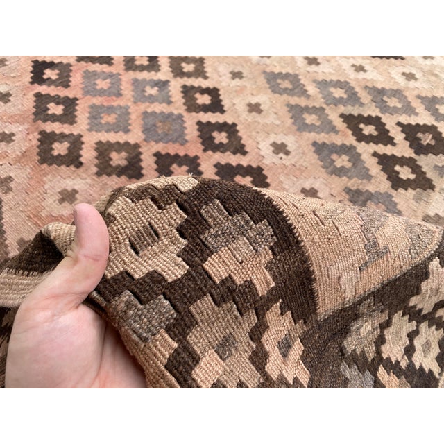 Vintage Oversized Terracotta Geometric Wool Kilim Rug For Sale - Image 9 of 14