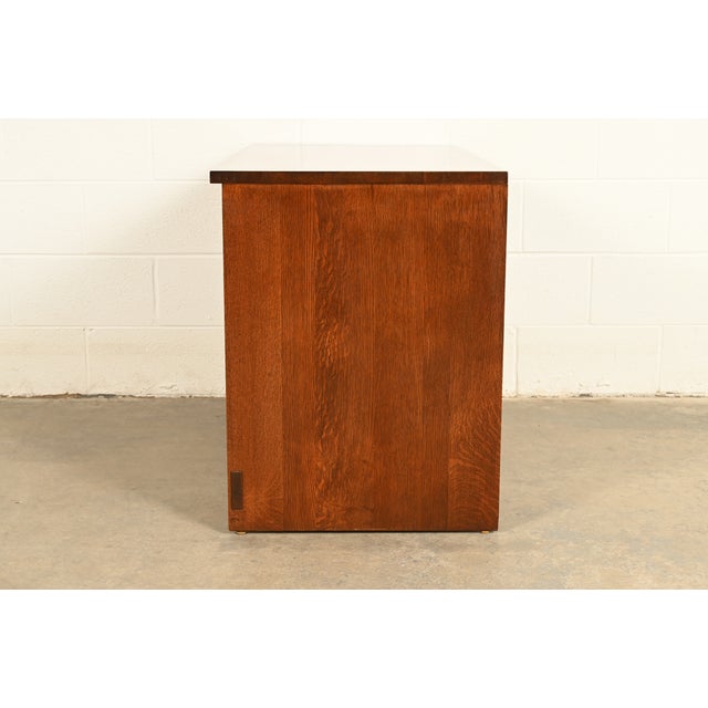 Stickley Harvey Ellis Collection Mission Arts & Crafts Inlaid Oak Console or Media Cabinet For Sale - Image 10 of 15