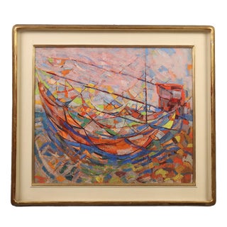 Carlo Montarsolo, Modern Painting,1956, Oil on Hardboard For Sale