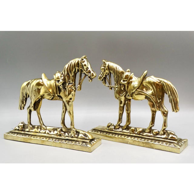 Circa 1890 English Gilt Brass Horses Mantel Decorations For Sale - Image 9 of 9