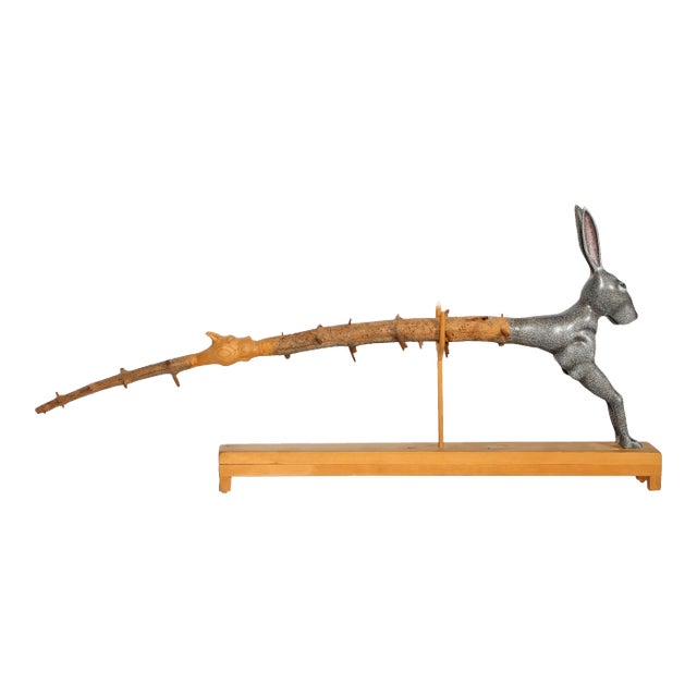 1980s Michael Stevens "Chased" Wood Sculpture For Sale