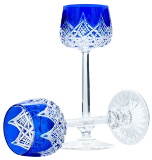 Blue Baccarat Crystal Glasses, France, 1960s, Set of 10