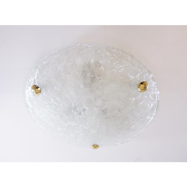 Elegant murano iced glass flush mount ceiling light with metal & brass hardware. Manufactured by hillebrand, germany in...