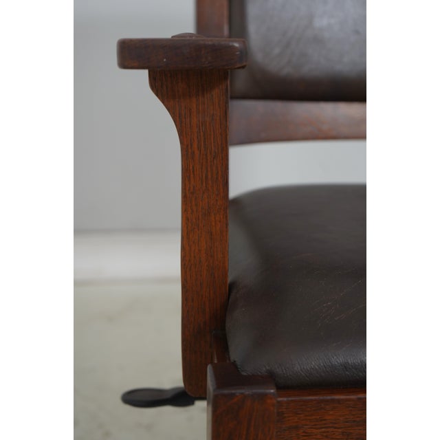 Stickley Mission Oak Leather Desk Chair For Sale - Image 14 of 18