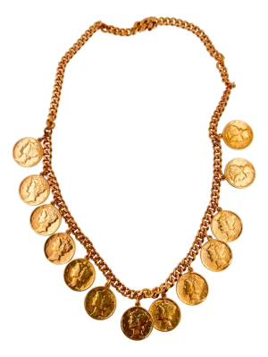 American Usa Genuine Vintage Dollar Coin Rose Gold Vermeil Sterling Silver Curb