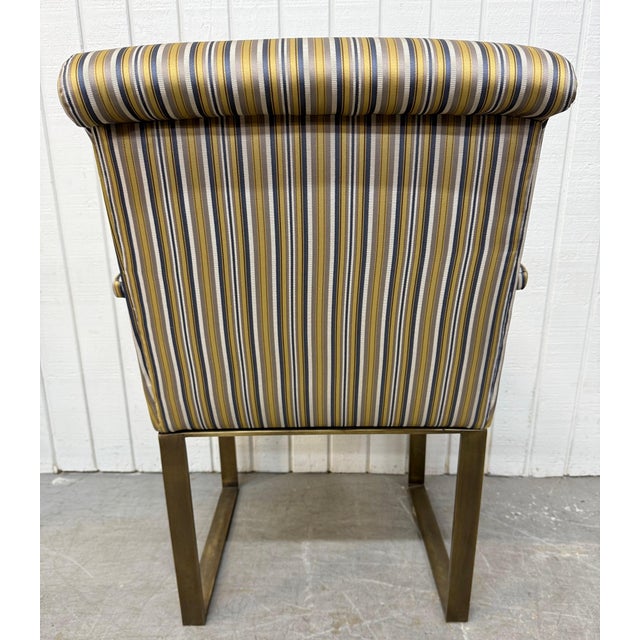 Brass Vintage Mastercraft Upholstered Brass Arm Chairs - Set of 2 For Sale - Image 8 of 10