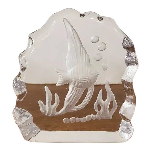 1980s Angel Fish Art Glass Sculpture/Paperweight by Continental, Made in Taiwan For Sale