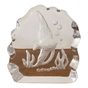 1980s Angel Fish Art Glass Sculpture/Paperweight by Continental, Made in Taiwan