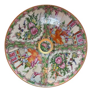 Large 11.5” 19th-Century Chinese Export Rose Mandarin Chop Plate - Unmarked For Sale