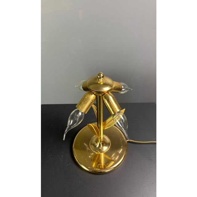 Mid-Century Pencil Reed Rattan Bamboo and Brass Flower Table Desk Lamp, Italy, 1980s For Sale - Image 11 of 15