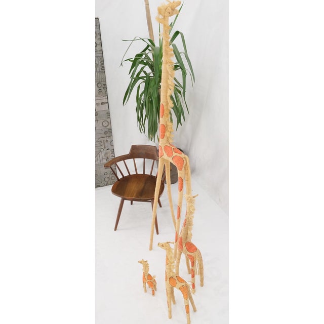 Group of 4 Giraffe Folk Art Rattan Bamboo Straw Hand Painted Animal Sculptures For Sale - Image 16 of 16