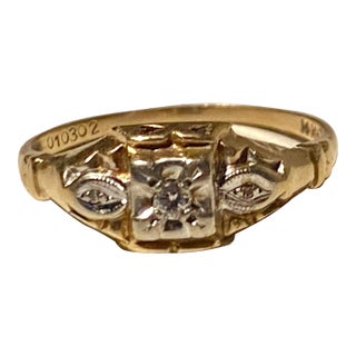 Vintage 14k Gold Diamond Ring Size 6.5 For Sale