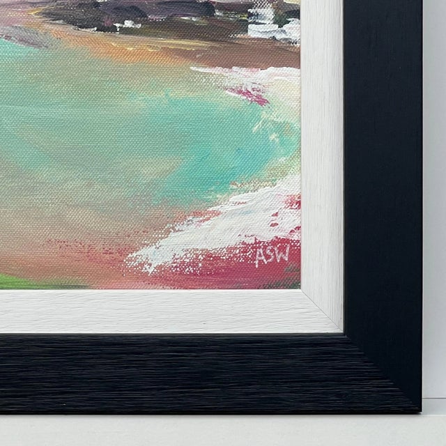 Abstract Landscape Seascape Painting with Pastel Shades by Contemporary British Artist, Angela Wakefield Art measures 12 x...