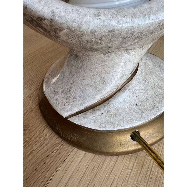 Beige Fabulous, Large Postmodern "Flame" Sculptural Lamps - Faux Stone & Gilt - A Pair For Sale - Image 8 of 11