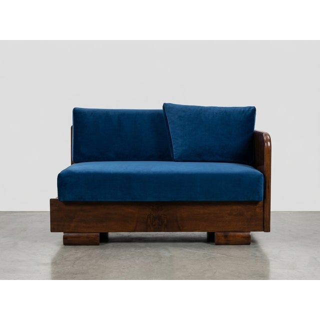 Austrian Art Deco Sofa in Deep Blue Velvet, 1930s For Sale - Image 4 of 4