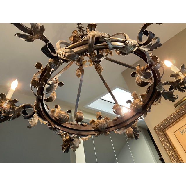 Renaissance Naos Forge Hand-Forged Iron 8-Light Chandelier – Large Renaissance / Old World Style For Sale - Image 3 of 4