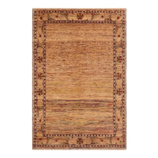 1990s Contemporary Gabbeh Beige/Blue Wool Rug For Sale