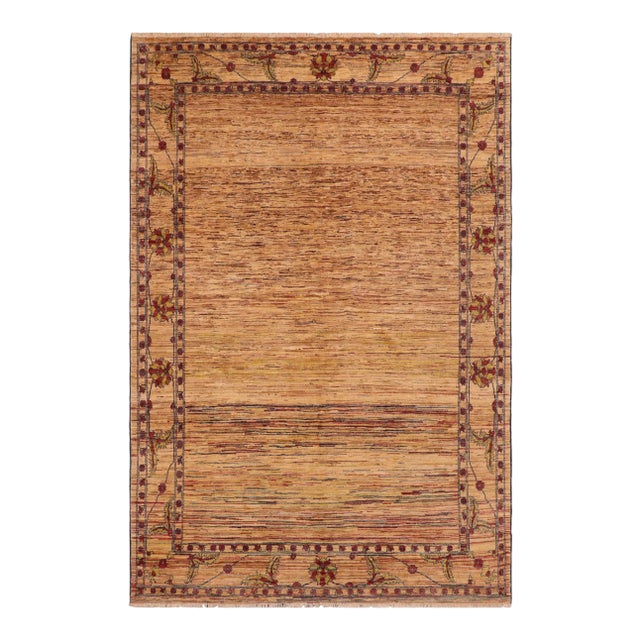 1990s Contemporary Gabbeh Beige/Blue Wool Rug For Sale