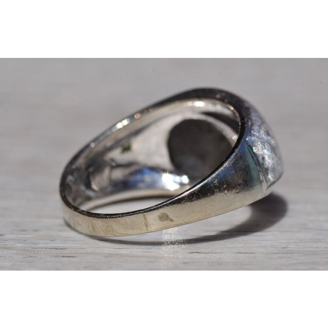 Silver The Cascorro: Gentlemen's 14K Black Star Sapphire and Diamond Ring For Sale - Image 8 of 11