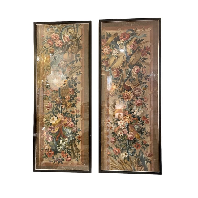Tapestry Sketches, Late 19th Century, Oil on Paper Sketches, Set of 2 For Sale - Image 4 of 4