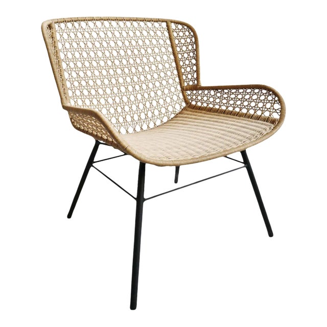 Outdoor Sand Faux Wicker Easy Chair For Sale