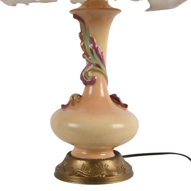 Roseville Pottery Vintage Roseville Pottery Table Lamp With Hand‑Painted Floral Motif For Sale - Image 4 of 4