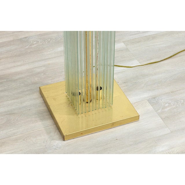 Brass 1960s Gaetano Sciolari Brass and Glass Cane Mid Century Modern Floor Lamp For Sale - Image 8 of 8