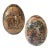 Vintage Pair Chinese Satsuma‑Style Hand‑Painted Porcelain Eggs 5" For Sale