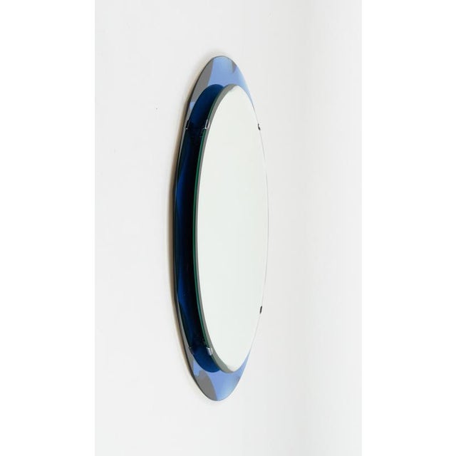 Mid-Century Modern Round Wall Mirror with Blue Frame, 1970s For Sale - Image 6 of 14