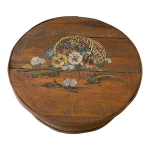 Vintage Hand Painted Wooden Round Box