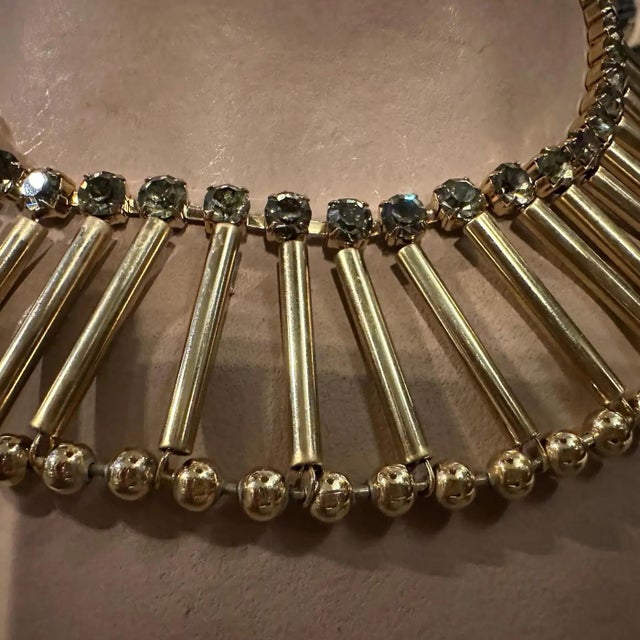 2020s 21st Century Art Deco Style Brass and Rhinostones Choker by Coppola E Toppo For Sale - Image 5 of 10