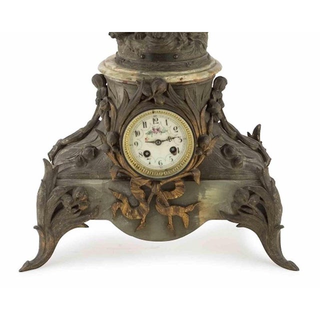 Antique Onyx and Antimony Clock, Late 19th Century For Sale - Image 3 of 5