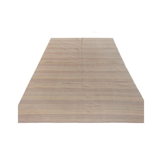 Mid-Century Modern Faded Vintage Striped Kilim Rug - 5`5" X 11`0" For Sale - Image 3 of 6