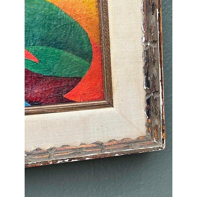 Vintage MCM Original Abstract Oil on Canvas For Sale - Image 9 of 12
