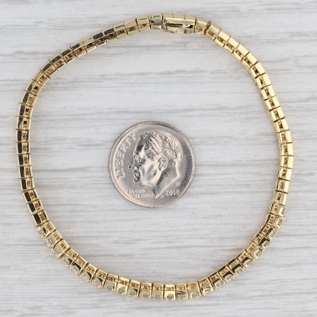 Gold 2ctw Diamond Tennis Omega Chain Bracelet 18k Yellow Gold 6.5" 5mm For Sale - Image 8 of 8